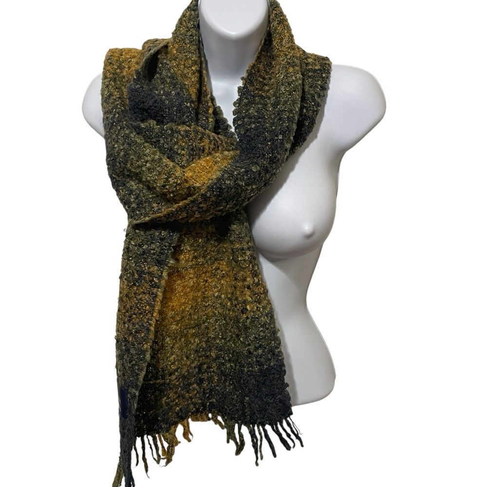 Dennis Basso Wool Ombre Gold Yellow Gray Scarf
